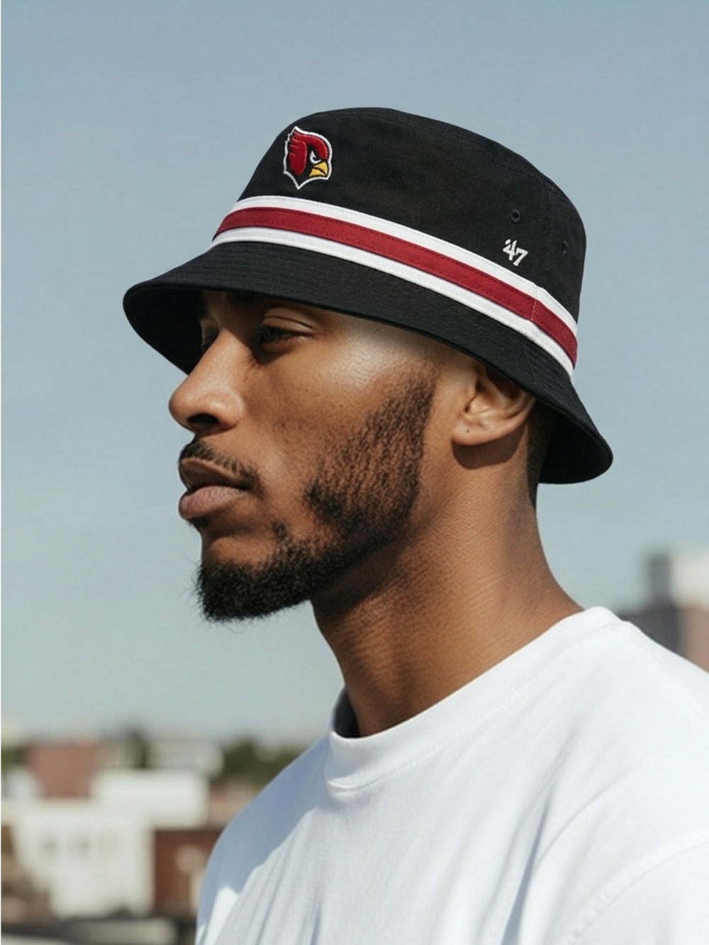 NWT ‘47 Unisex NFL Arizona Cardinals Black Red Stripes Bucket Hat - Size OSFM